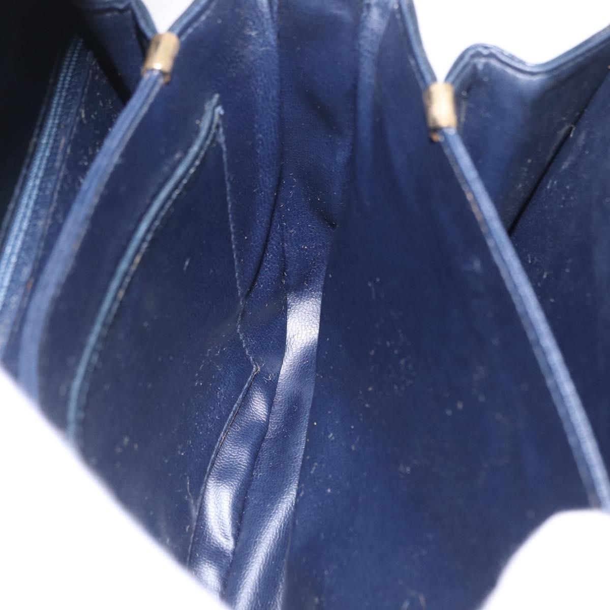 CELINE C saluki Shoulder Bag Canvas Navy Gold Auth 210302
