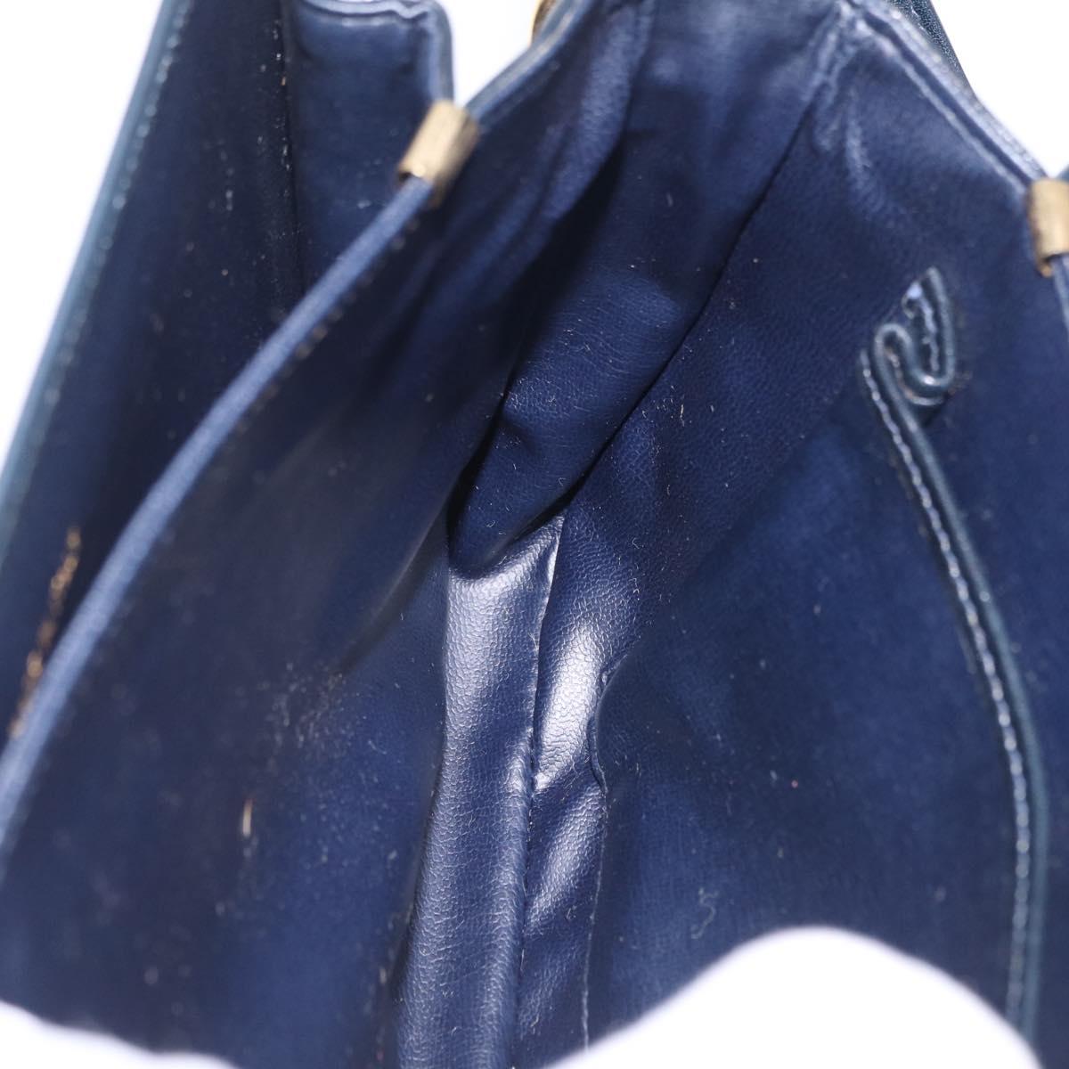 CELINE C saluki Shoulder Bag Canvas Navy Gold Auth 210302
