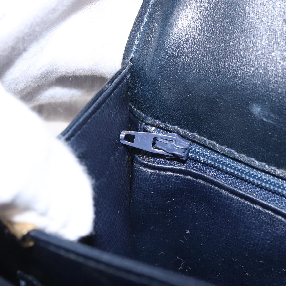 CELINE C saluki Shoulder Bag Canvas Navy Gold Auth 210302