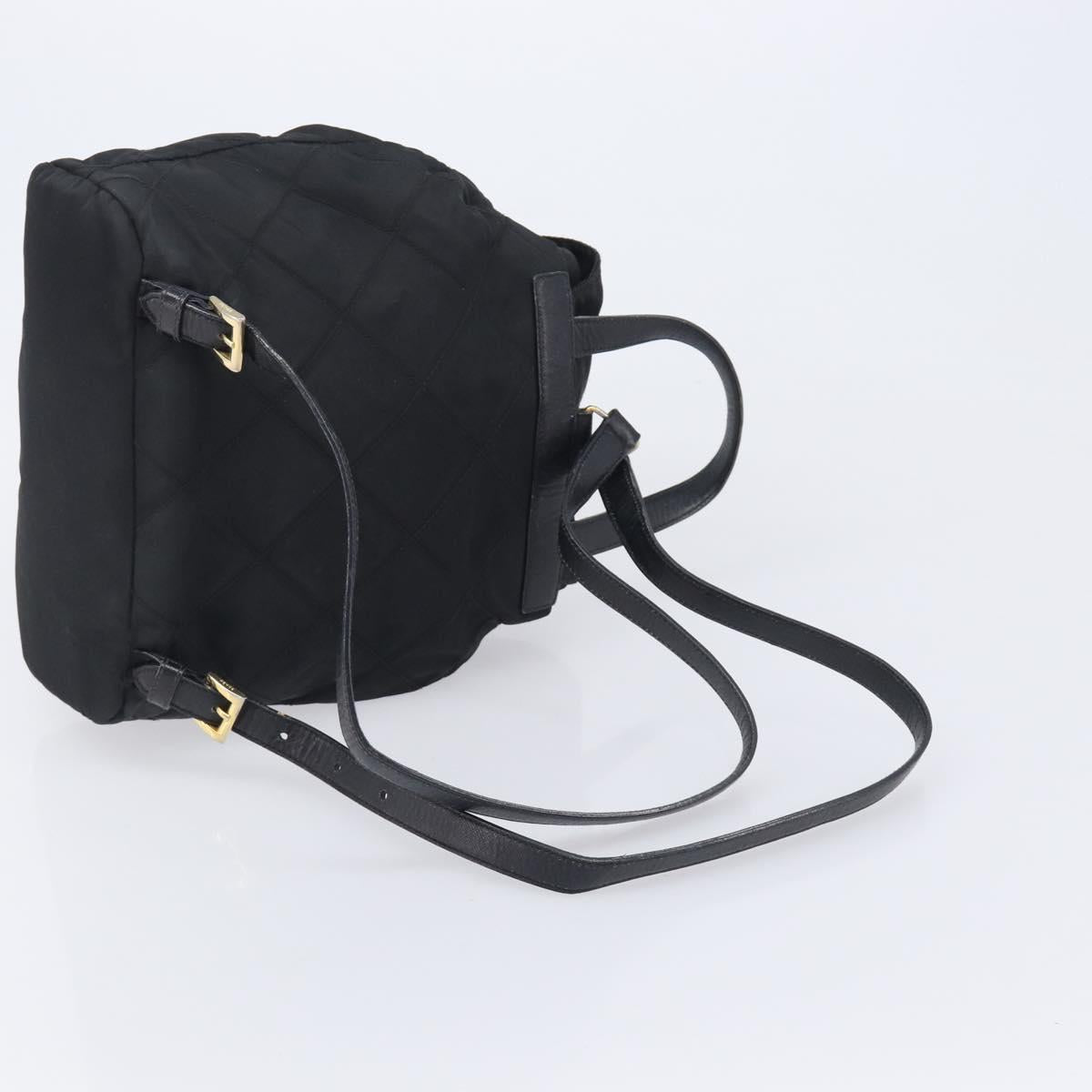PRADA Backpack Nylon Black Gold Auth 210304