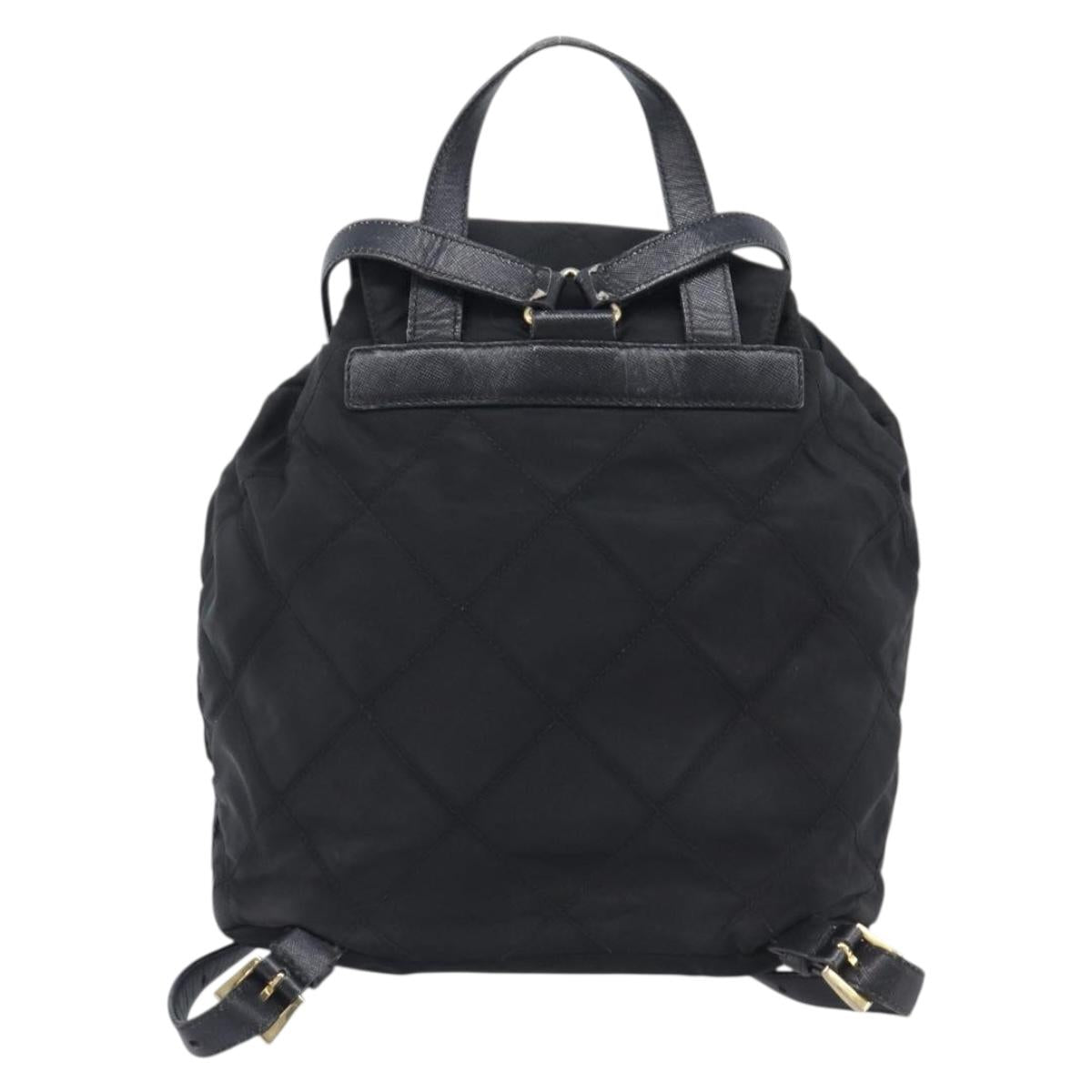 PRADA Backpack Nylon Black Gold Auth 210304