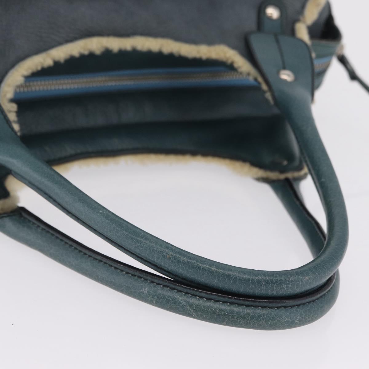 Salvatore Ferragamo Gancini Hand Bag Leather Mouton Blue Silver Auth 210306