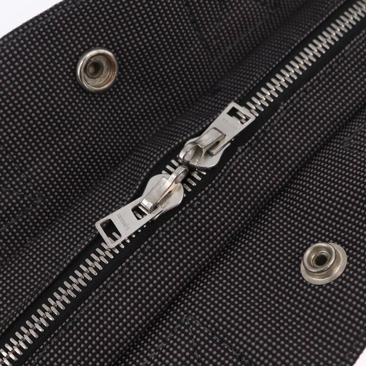 HERMES Her Line PM Hand Bag Canvas Gray Silver Auth 210312
