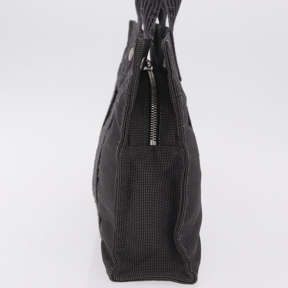 HERMES Her Line PM Hand Bag Canvas Gray Silver Auth 210312