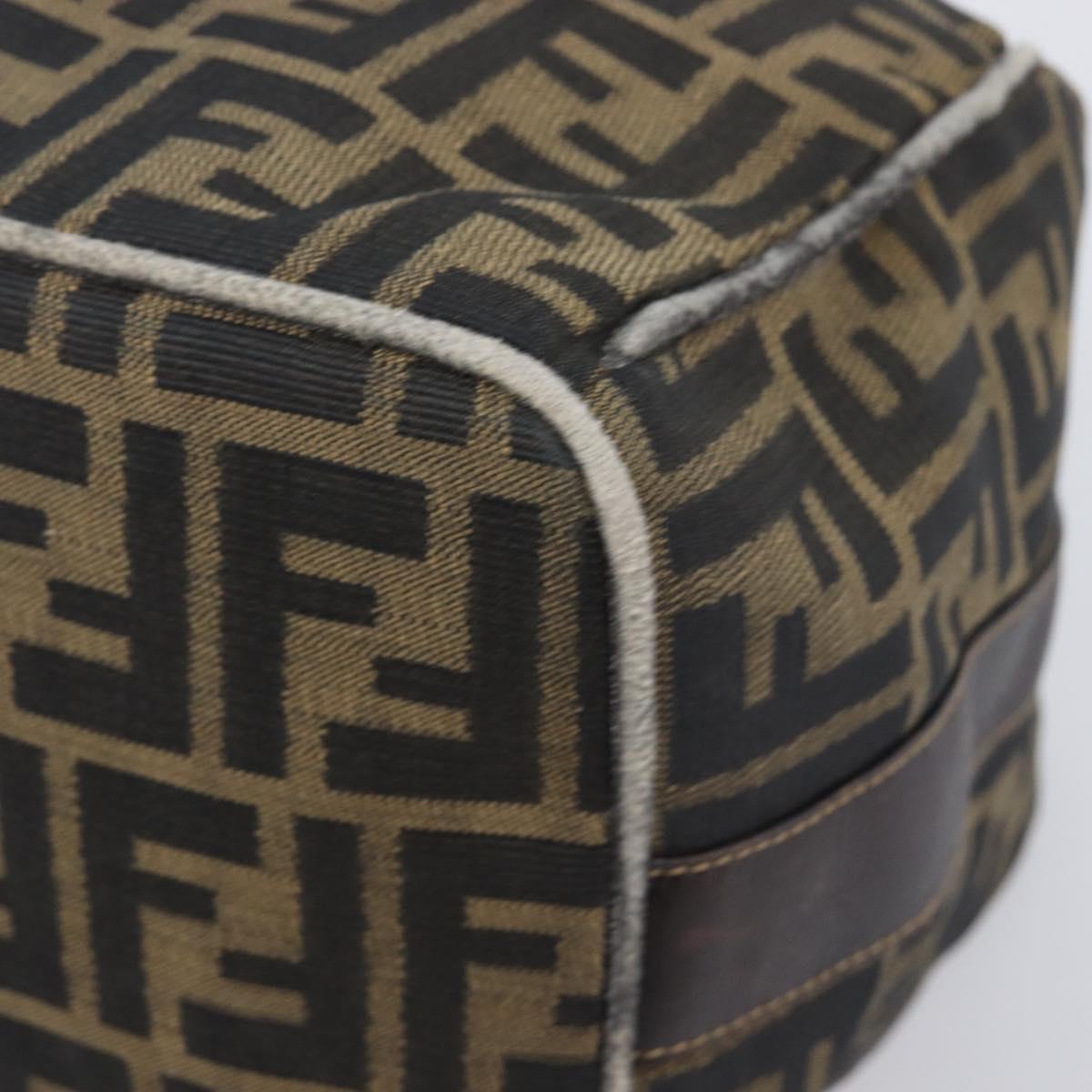 FENDI Zucca Canvas Vanity Hand Bag Black Brown Auth 210314