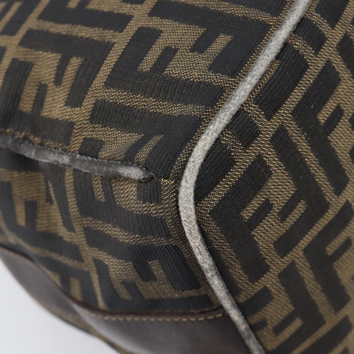 FENDI Zucca Canvas Vanity Hand Bag Black Brown Auth 210314