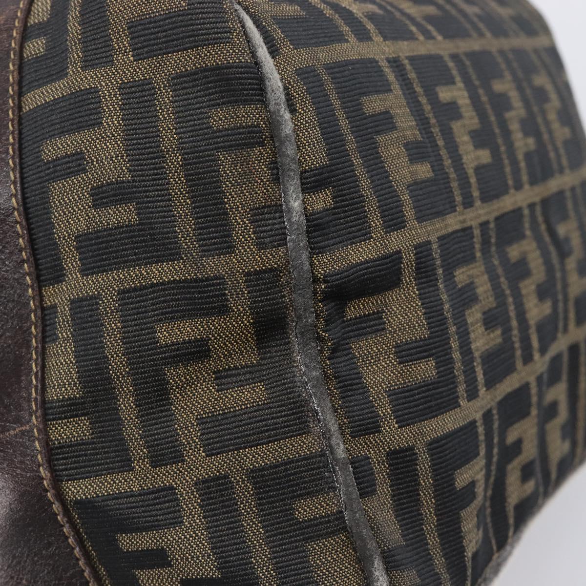 FENDI Zucca Canvas Vanity Hand Bag Black Brown Auth 210314