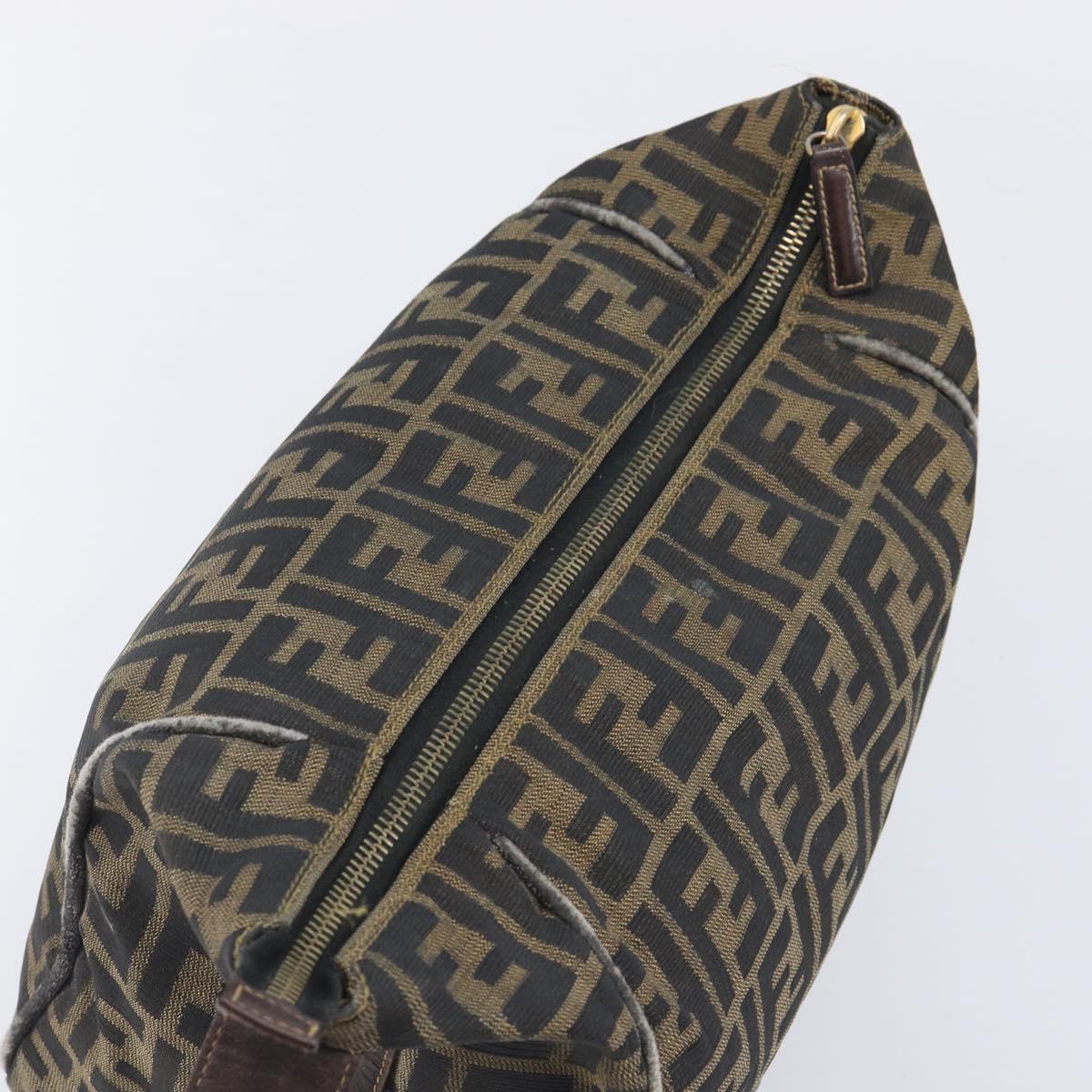 FENDI Zucca Canvas Vanity Hand Bag Black Brown Auth 210314