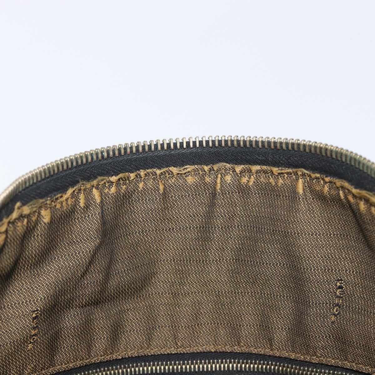 FENDI Zucca Canvas Vanity Hand Bag Black Brown Auth 210314