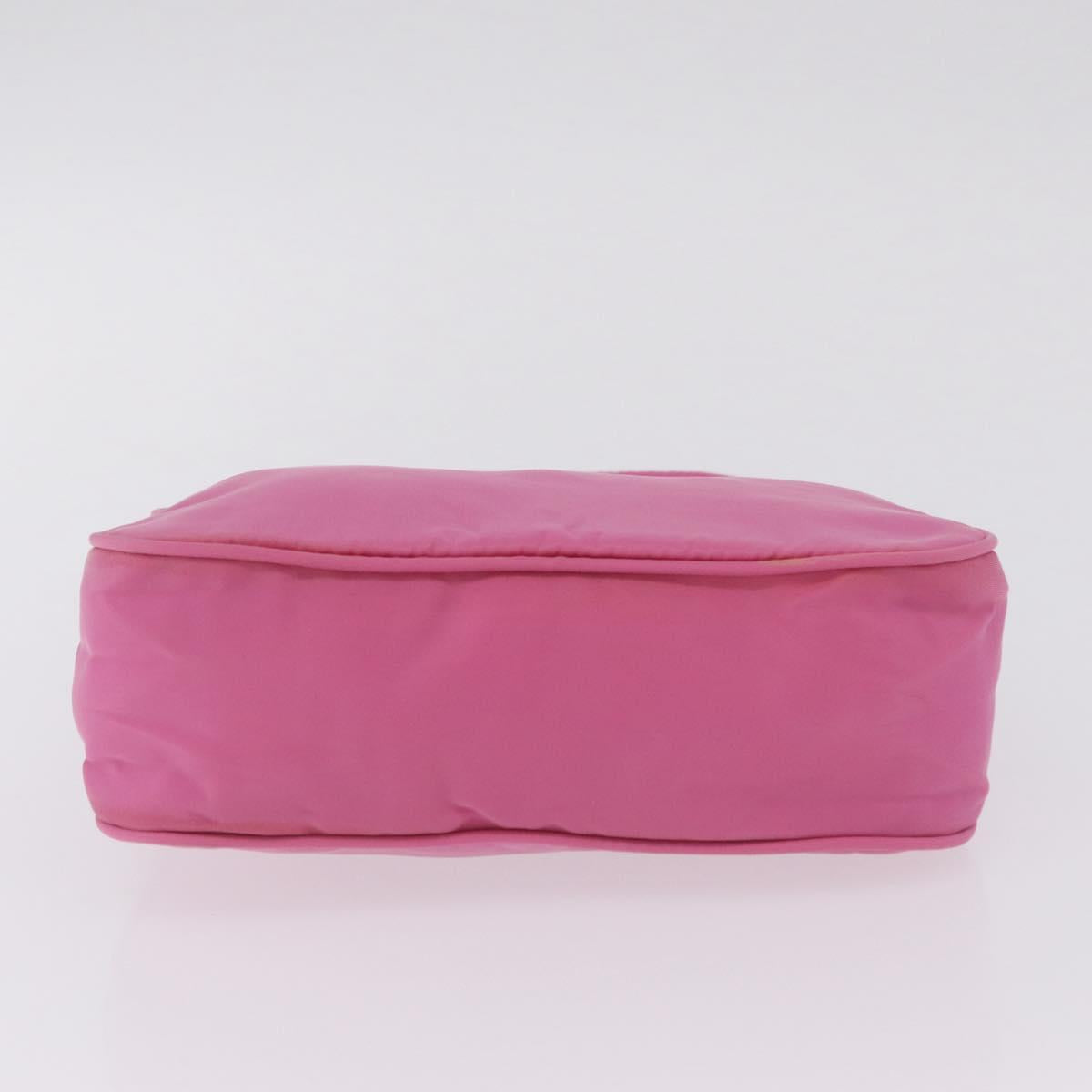 PRADA Hand pouch Hand Bag Nylon Pink Silver Auth 210315A