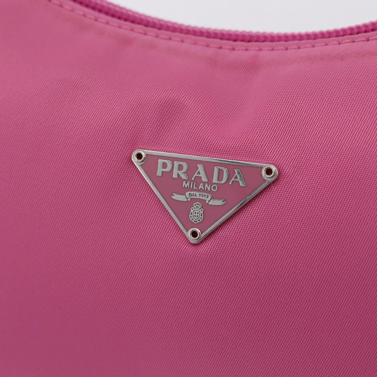 PRADA Hand pouch Hand Bag Nylon Pink Silver Auth 210315A