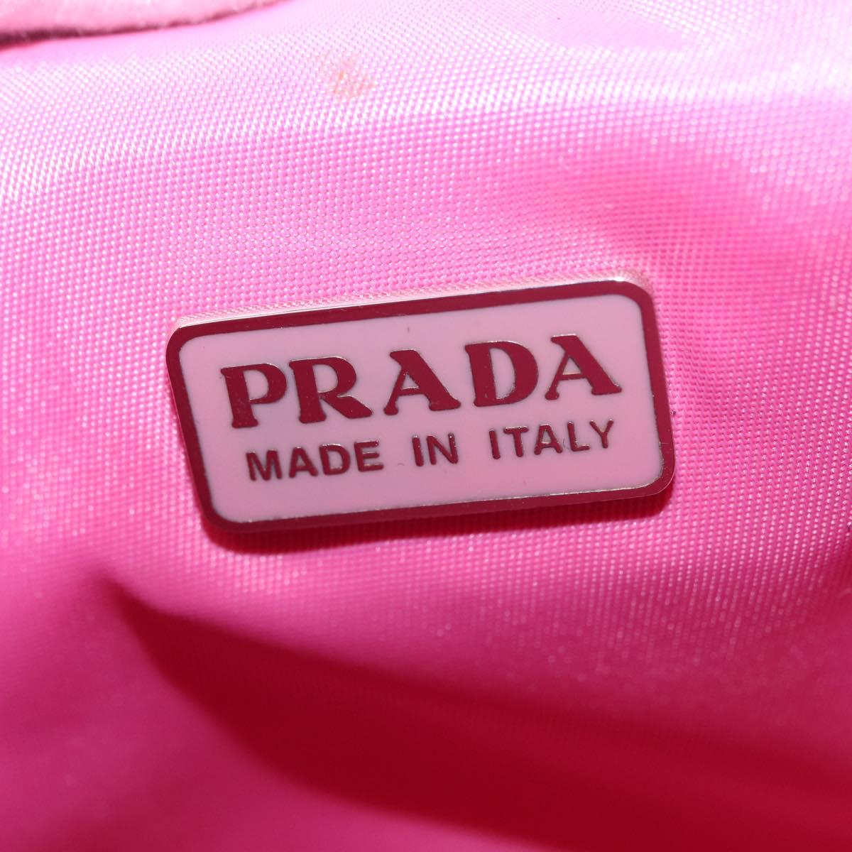 PRADA Hand pouch Hand Bag Nylon Pink Silver Auth 210315A
