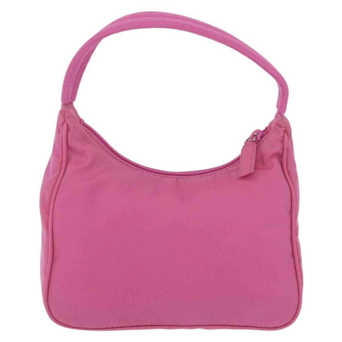 PRADA Hand pouch Hand Bag Nylon Pink Silver Auth 210315A