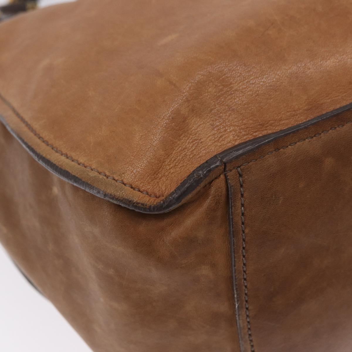 Miu Miu Hand Bag Leather Brown Gold Auth 210317