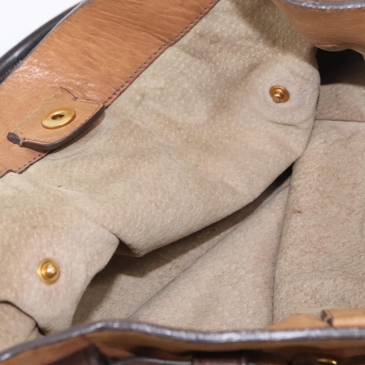 Miu Miu Hand Bag Leather Brown Gold Auth 210317