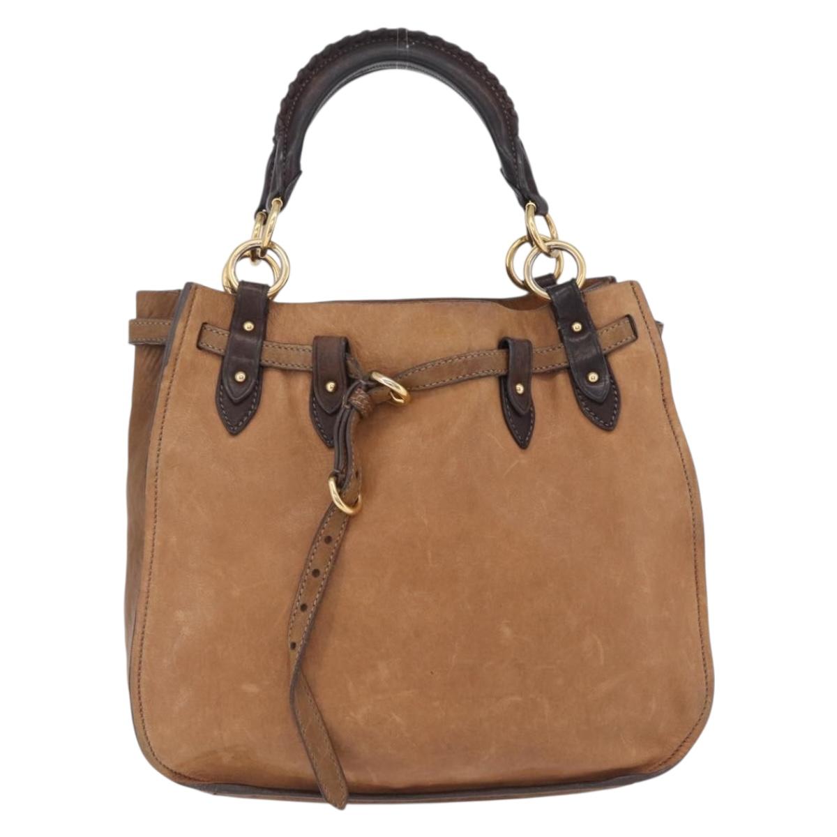 Miu Miu Hand Bag Leather Brown Gold Auth 210317