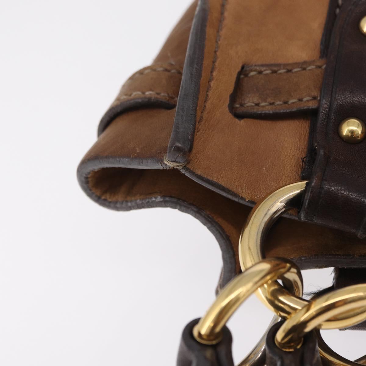 Miu Miu Hand Bag Leather Brown Gold Auth 210317