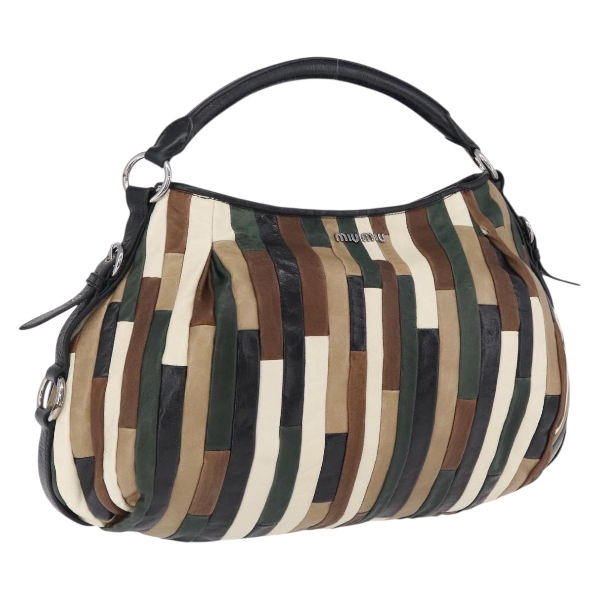 Miu Miu Shoulder Bag Leather Brown Silver Auth 210318A