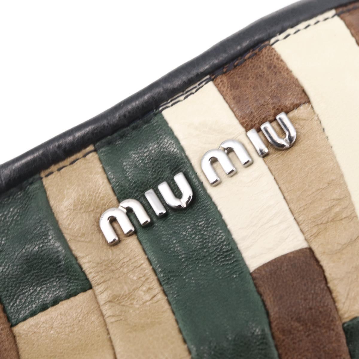 Miu Miu Shoulder Bag Leather Brown Silver Auth 210318A