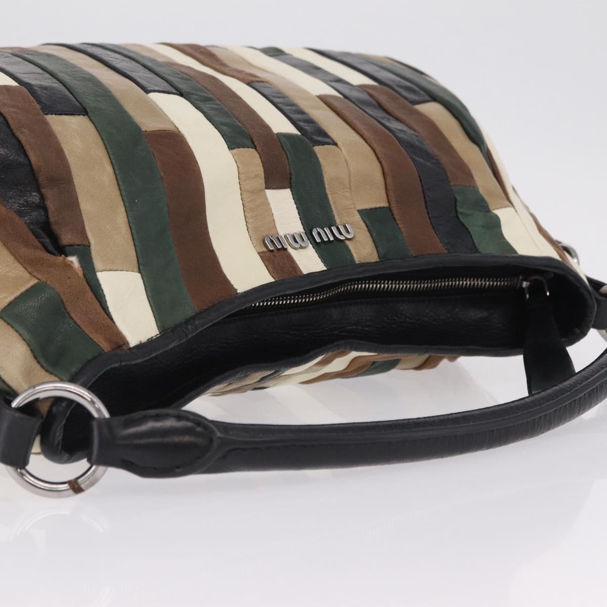 Miu Miu Shoulder Bag Leather Brown Silver Auth 210318A