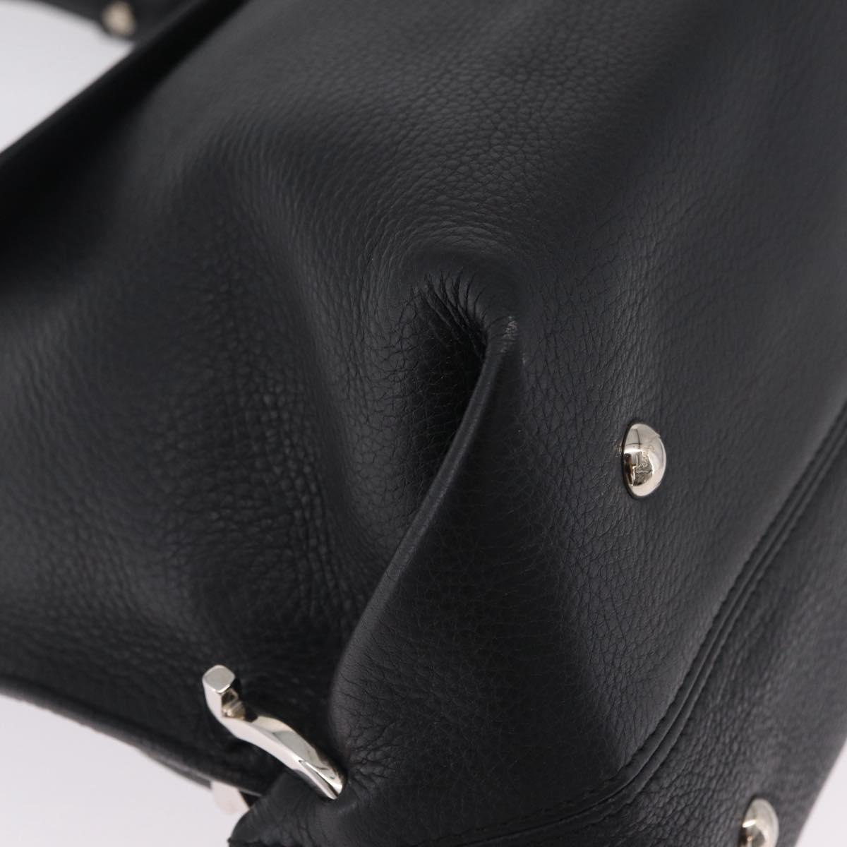 Salvatore Ferragamo Sofia Gancini Bag Leather 2way Black Silver Auth 210322V