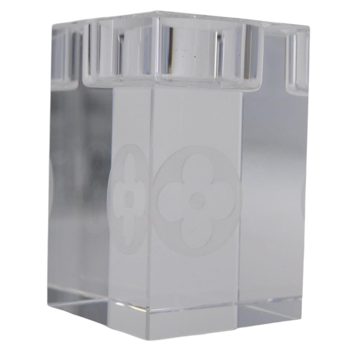 LOUIS VUITTON Candle Stand Glass Clear LV Auth 210339M