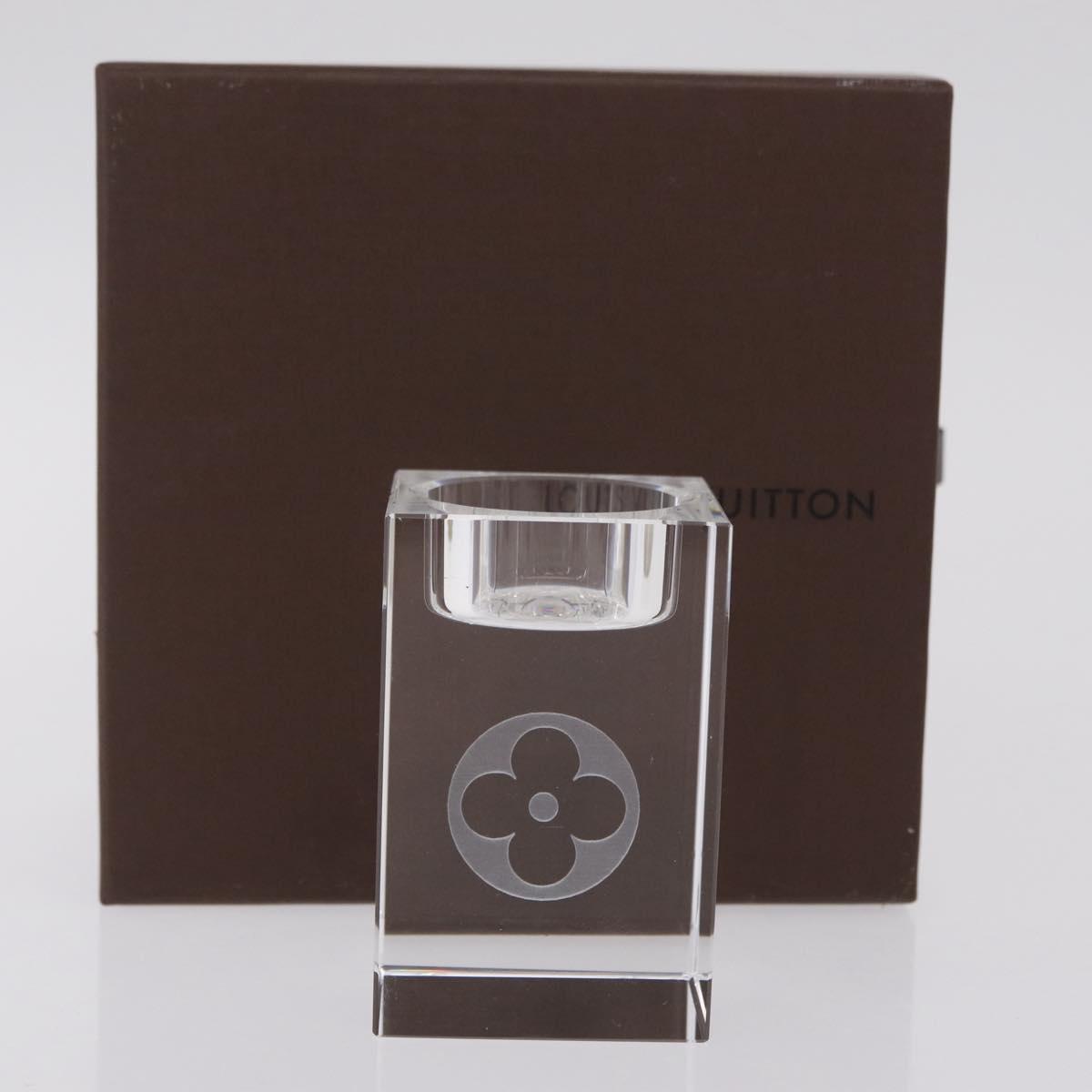 LOUIS VUITTON Candle Stand Glass Clear LV Auth 210339M