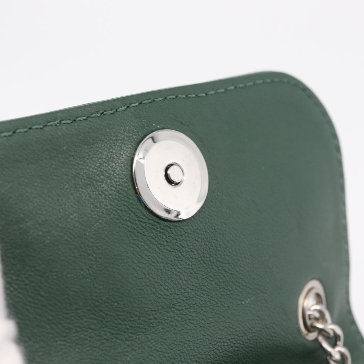 Vivienne Westwood Chain Shoulder Bag Leather Green Silver Auth 210344A