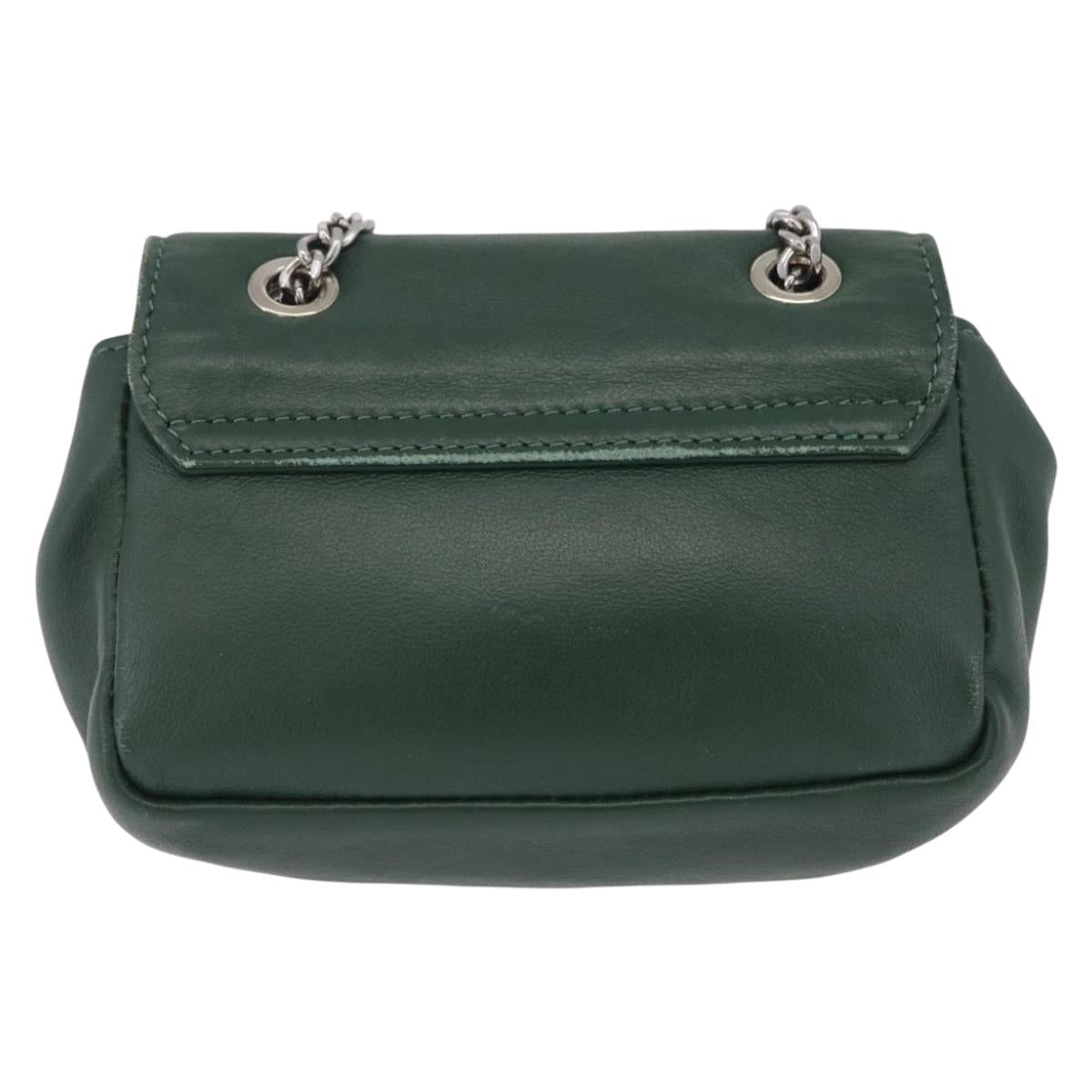 Vivienne Westwood Chain Shoulder Bag Leather Green Silver Auth 210344A