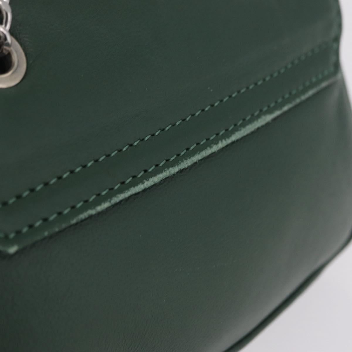 Vivienne Westwood Chain Shoulder Bag Leather Green Silver Auth 210344A