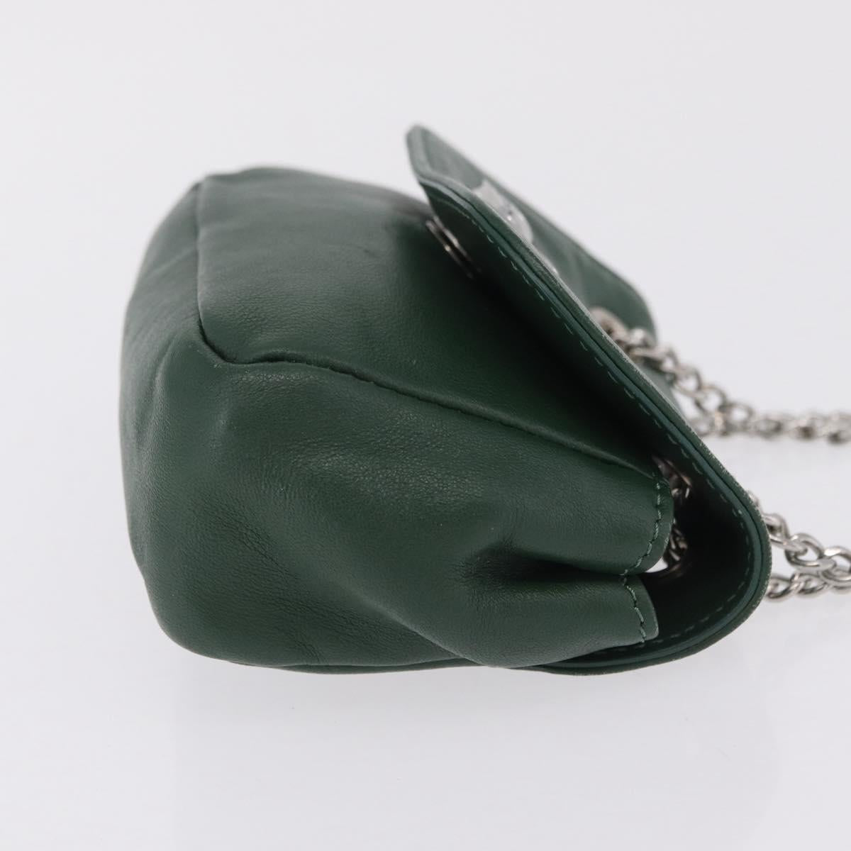 Vivienne Westwood Chain Shoulder Bag Leather Green Silver Auth 210344A
