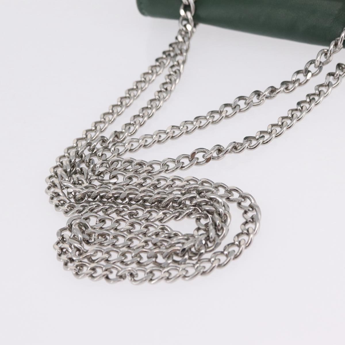 Vivienne Westwood Chain Shoulder Bag Leather Green Silver Auth 210344A