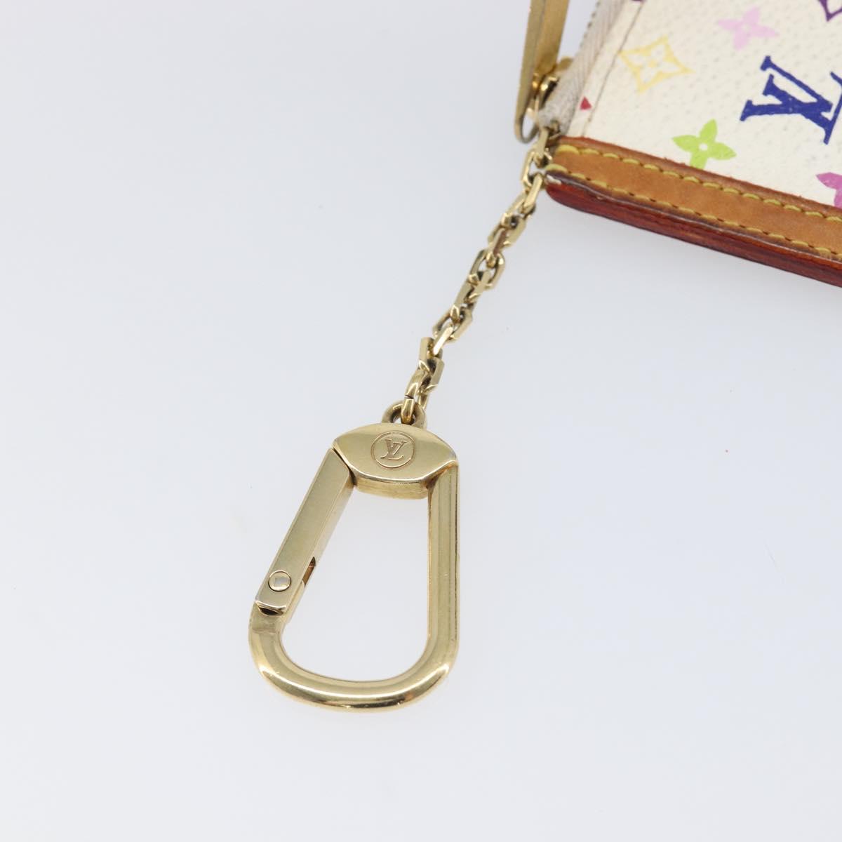 LOUIS VUITTON Monogram Multicolor Pochette Cles Purse White M92655 Auth 210347