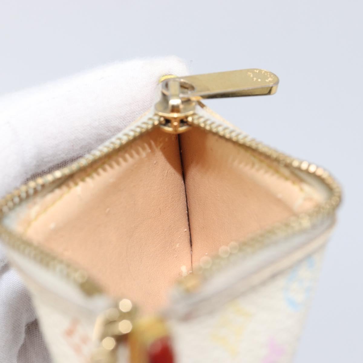 LOUIS VUITTON Monogram Multicolor Pochette Cles Purse White M92655 Auth 210347
