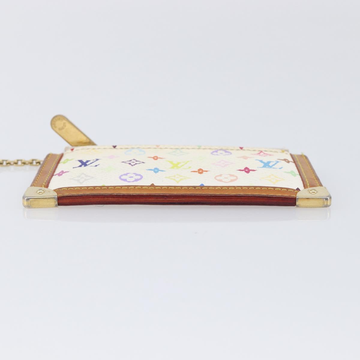LOUIS VUITTON Monogram Multicolor Pochette Cles Purse White M92655 Auth 210347