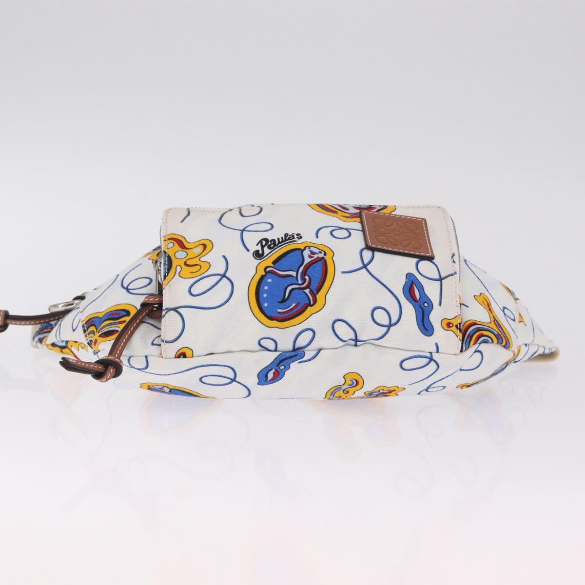 LOEWE Body Bag Canvas White Silver Auth 210373V