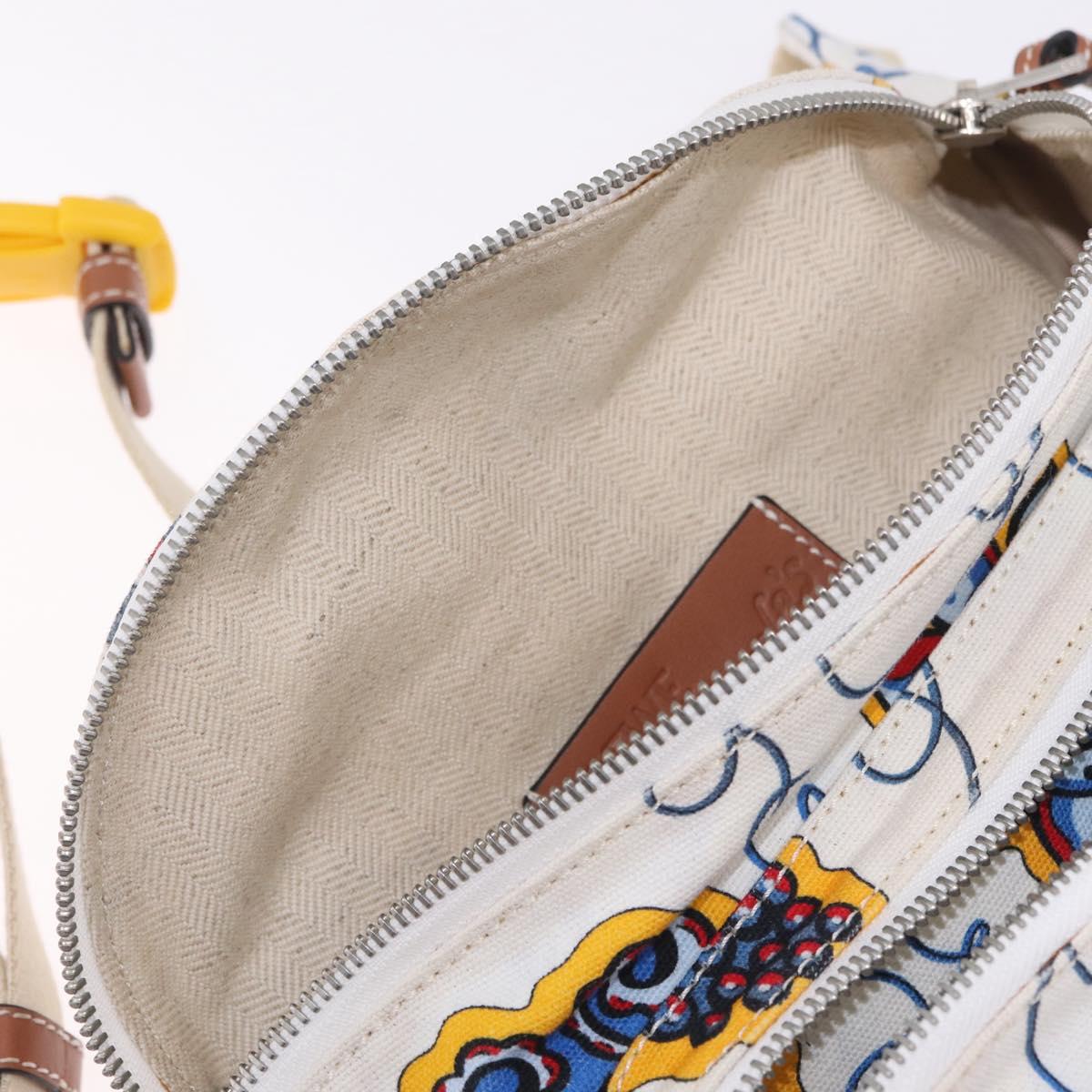 LOEWE Body Bag Canvas White Silver Auth 210373V