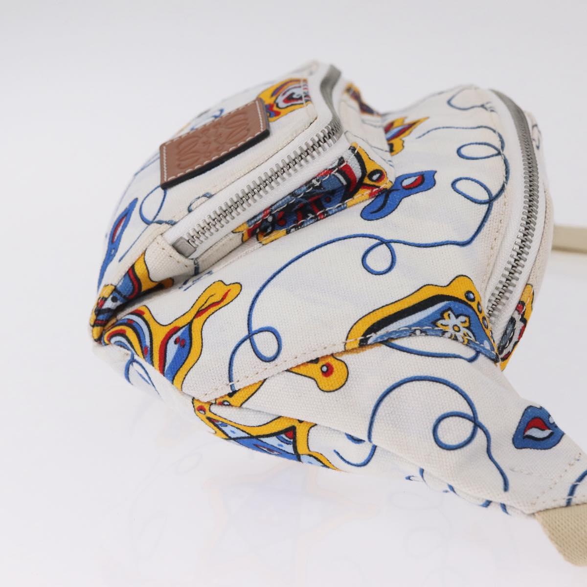 LOEWE Body Bag Canvas White Silver Auth 210373V