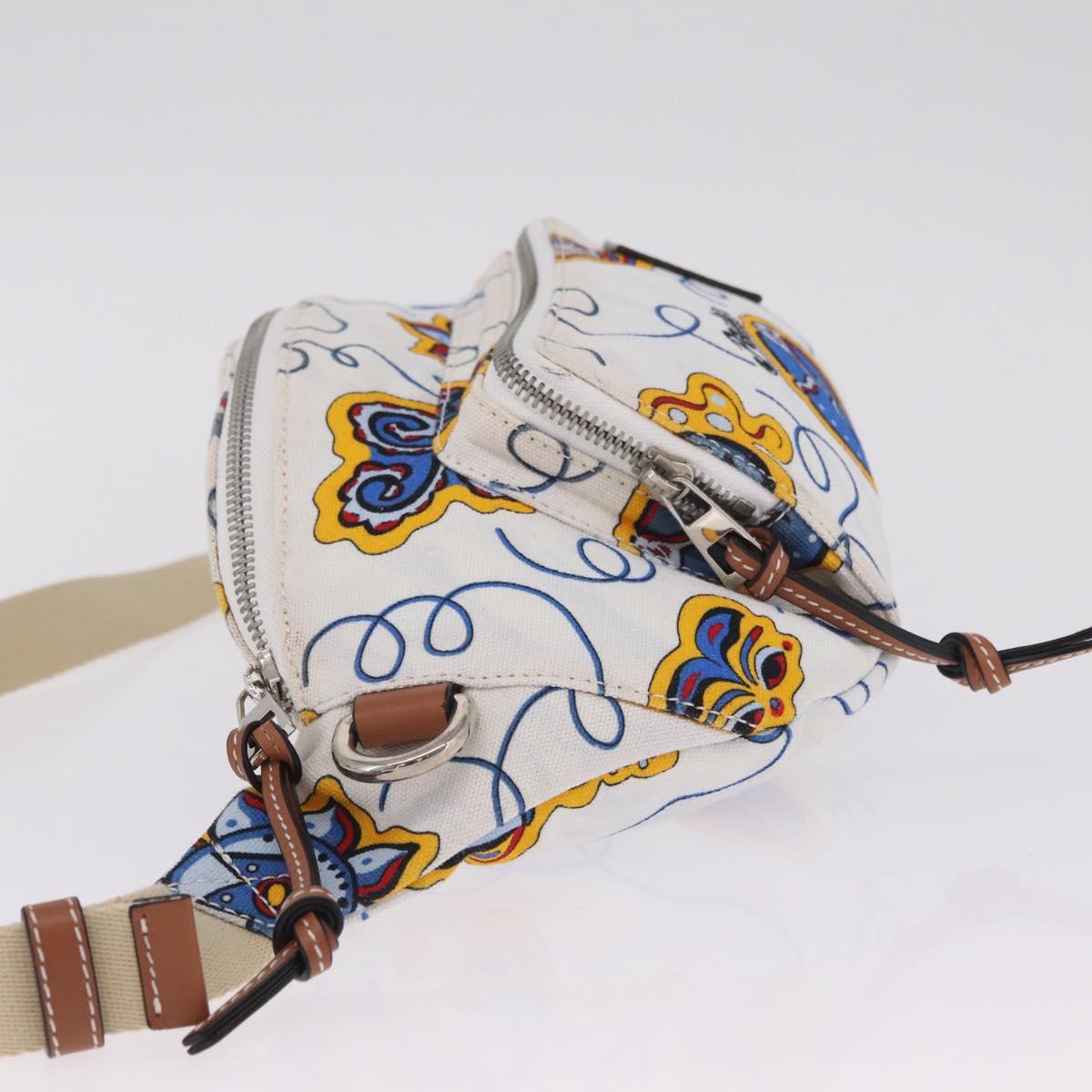 LOEWE Body Bag Canvas White Silver Auth 210373V