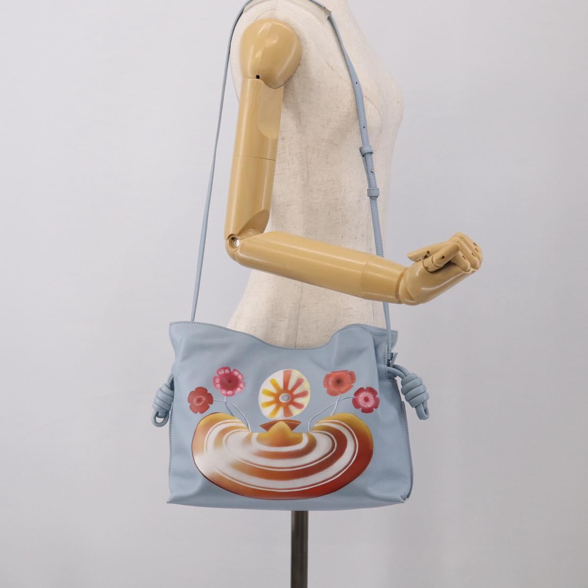 LOEWE Flamenco Bag Leather Maruha Mario Collaboration Light Blue Auth 210374SAM