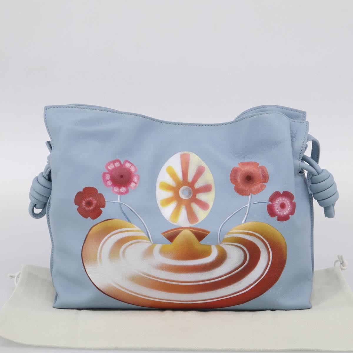 LOEWE Flamenco Bag Leather Maruha Mario Collaboration Light Blue Auth 210374SAM
