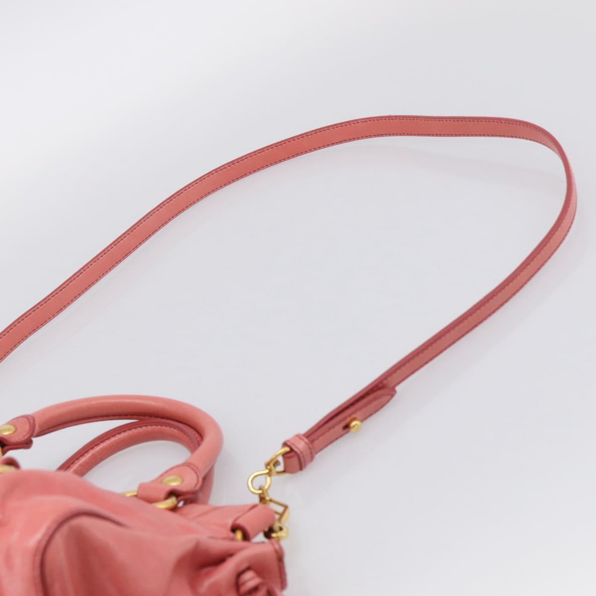 Miu Miu Hand Bag Vitellolux 2way Pink Gold Auth 210376M