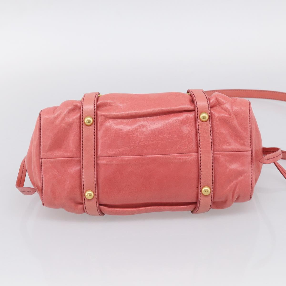 Miu Miu Hand Bag Vitellolux 2way Pink Gold Auth 210376M
