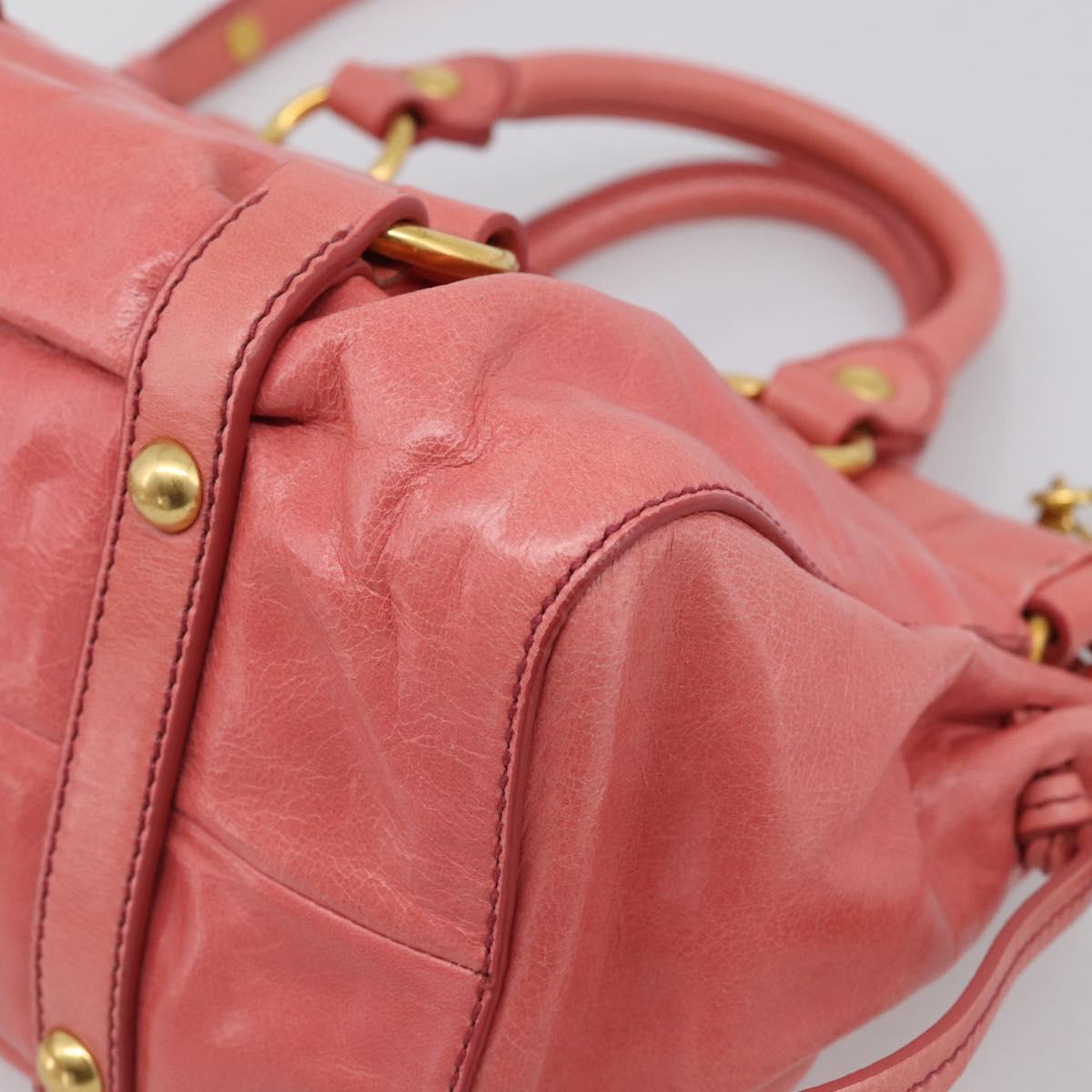 Miu Miu Hand Bag Vitellolux 2way Pink Gold Auth 210376M