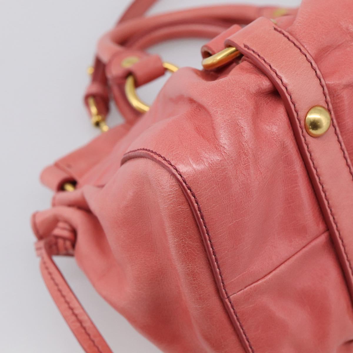 Miu Miu Hand Bag Vitellolux 2way Pink Gold Auth 210376M
