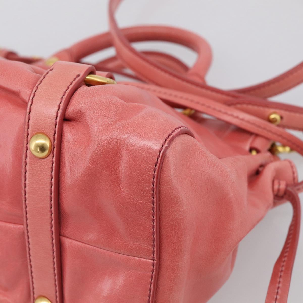 Miu Miu Hand Bag Vitellolux 2way Pink Gold Auth 210376M