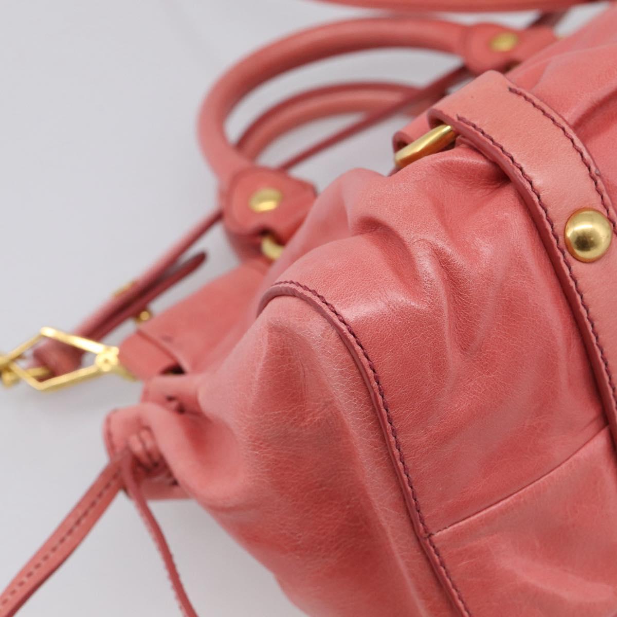 Miu Miu Hand Bag Vitellolux 2way Pink Gold Auth 210376M