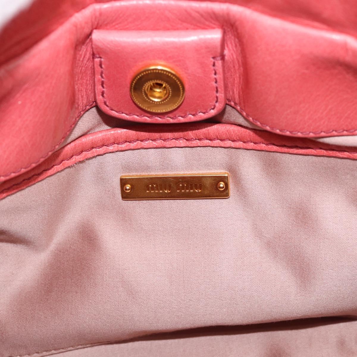 Miu Miu Hand Bag Vitellolux 2way Pink Gold Auth 210376M