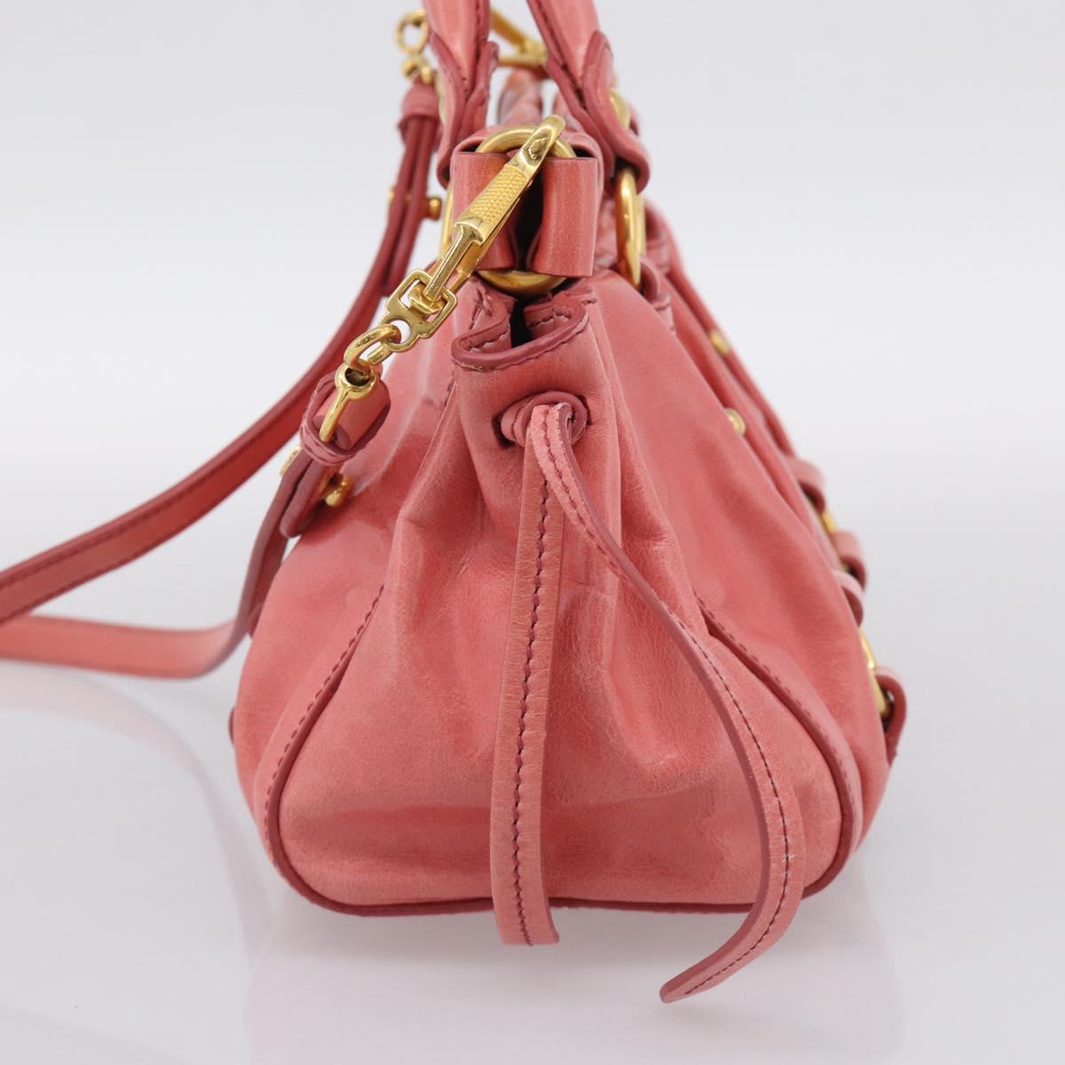 Miu Miu Hand Bag Vitellolux 2way Pink Gold Auth 210376M