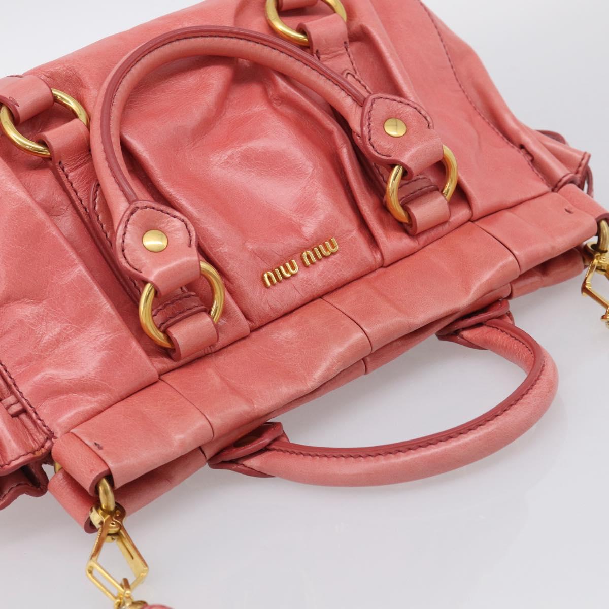 Miu Miu Hand Bag Vitellolux 2way Pink Gold Auth 210376M